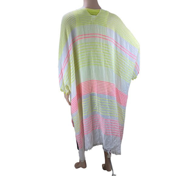 Francesca's Collection Multicolor Stripes Sheer Open Front Cover Up Cardigan OS - Picture 4 of 6